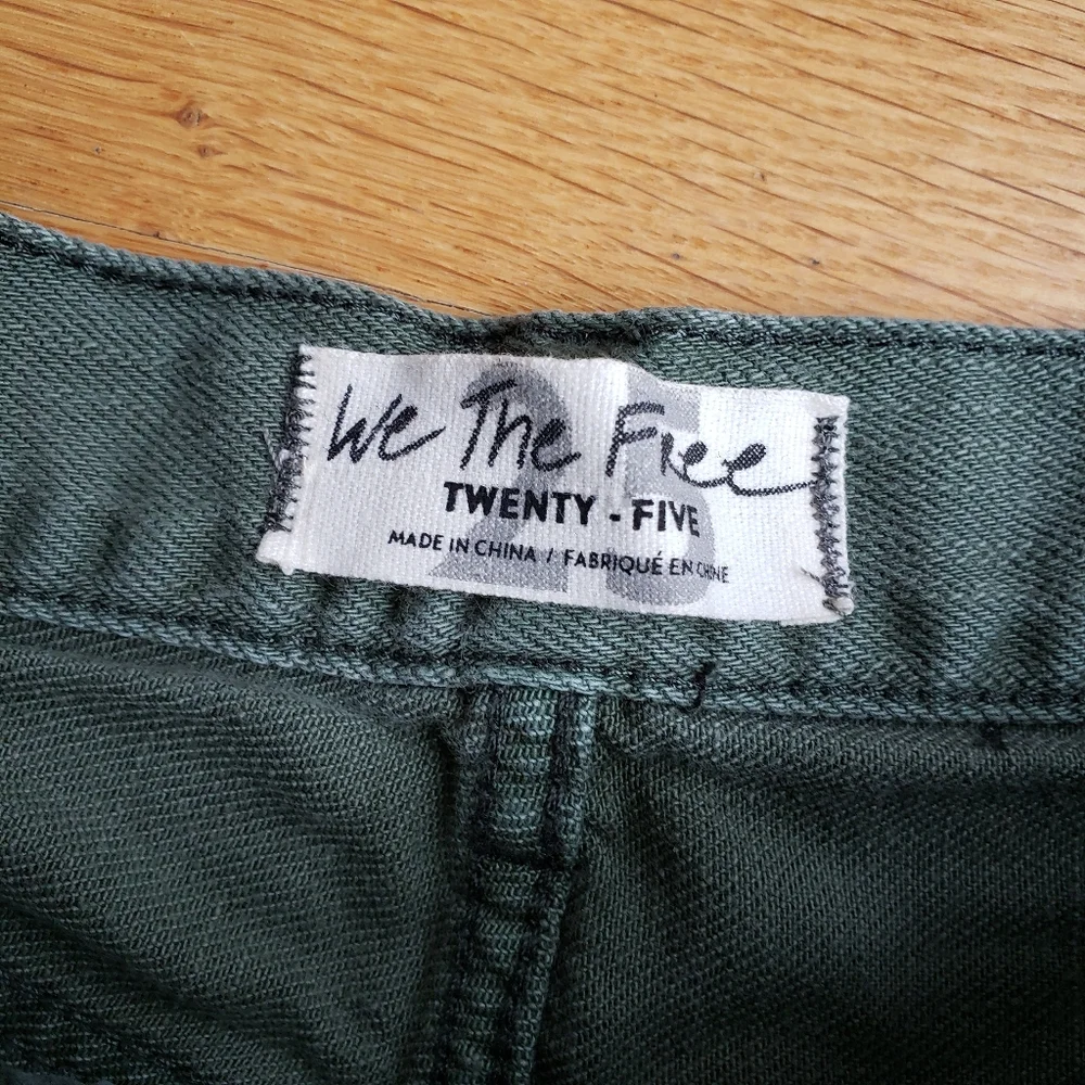 Free People Distressed Grunge Shorts Army Green - Picture 6 of 11